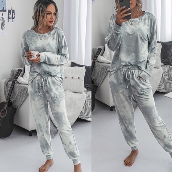 Pants - Grey Tie Dye joggers lounge set